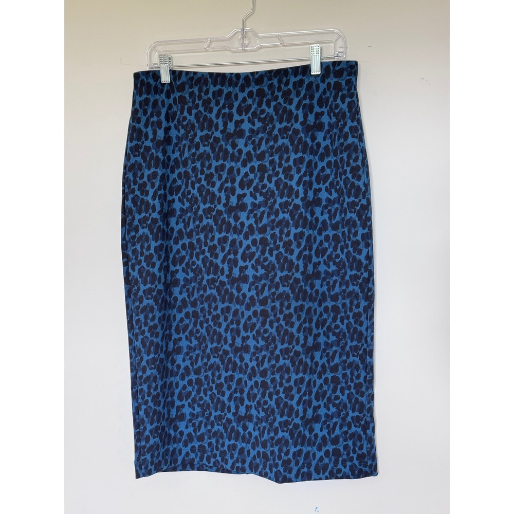 Banana Republic Blue Leopard Print Pencil Skirt Size 8 Midi Career Animal Print